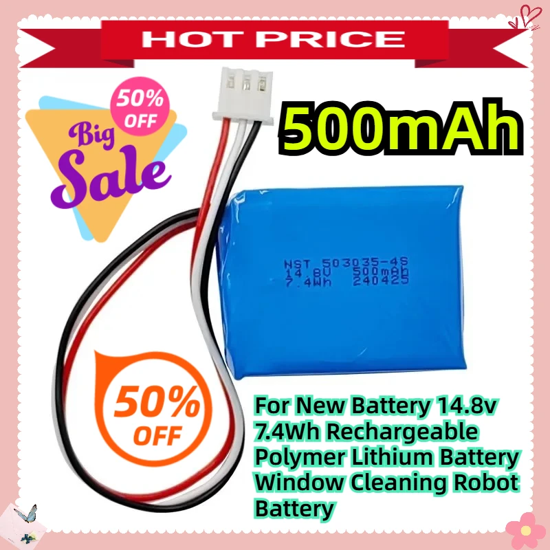 

For New Battery 14.8v 500mAh 7.4Wh Rechargeable Polymer Lithium Battery Window Cleaning Robot Battery