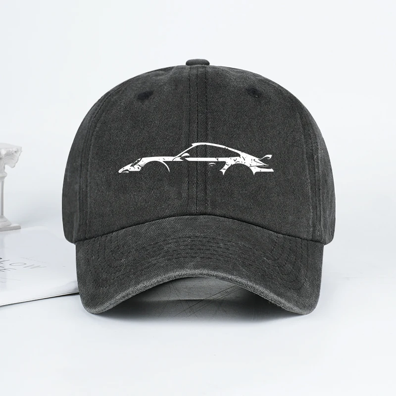 Classic Sports Car Silhouette Baseball Cap Men Retro Washed Cotton Adjustable Dad Hat Casual Automotive Sun Hat, image 3