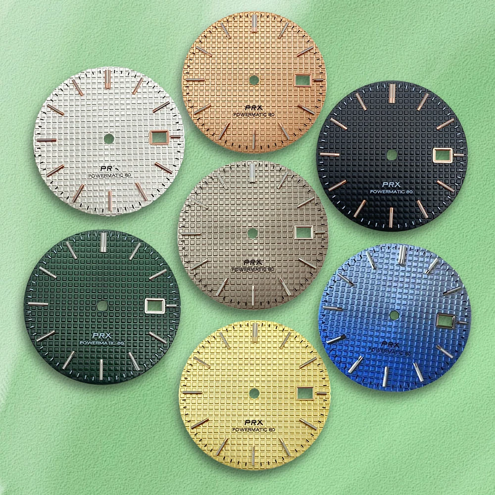 

Hot sales 31.8mm S Logo PRX NH35 Dial Silver Calendar Frame Green Luminous Fit NH36 Movement Watch Modification Accessories