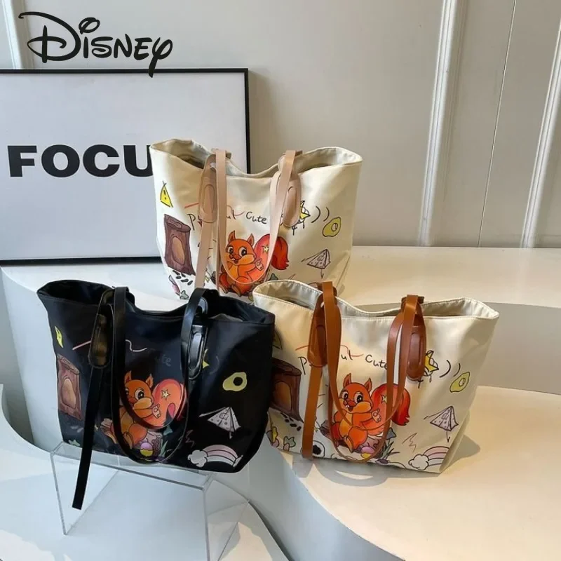 Disney New Women's Handbag Fashionable High Quality Women's Shoulder Bag Cartoon Versatile Large Capacity Women's Shopping Bag