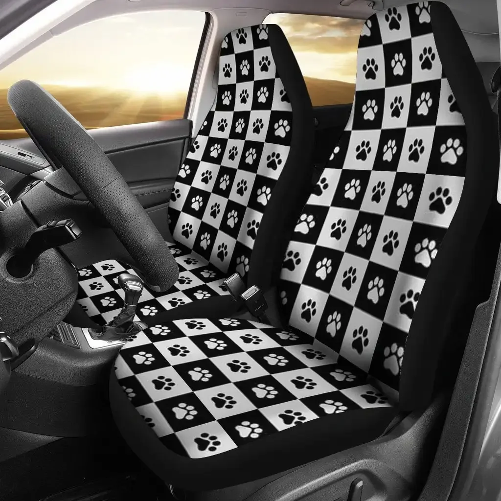 Dog Paws Print Car Seat Covers Set 2 Pc, Car Accessories Seat Cover