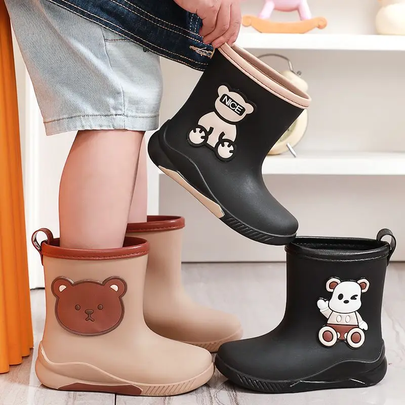 

Children Waterproof Rain Boots Anti Slip Warm Cartoon Design Kids Water Shoes for Boys Girls Student Daily Outdoor Use