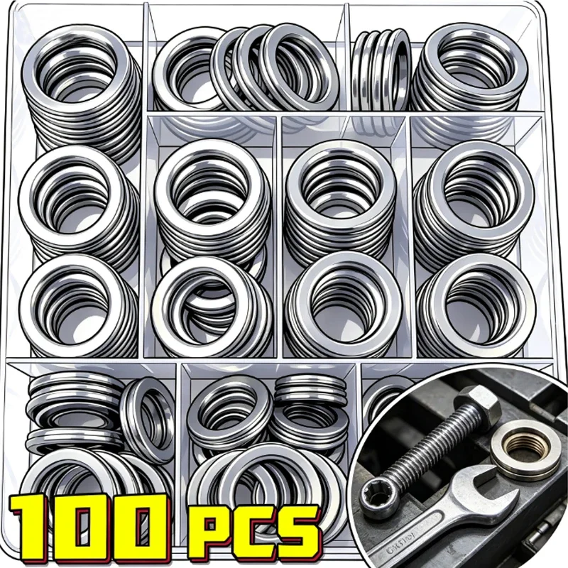 Car Oil Pan Drain Plug Seal Washer Leakproof Replacement Gasket Engine Maintenance Auto Spare Parts for Hyundai Kia 10~100pcs