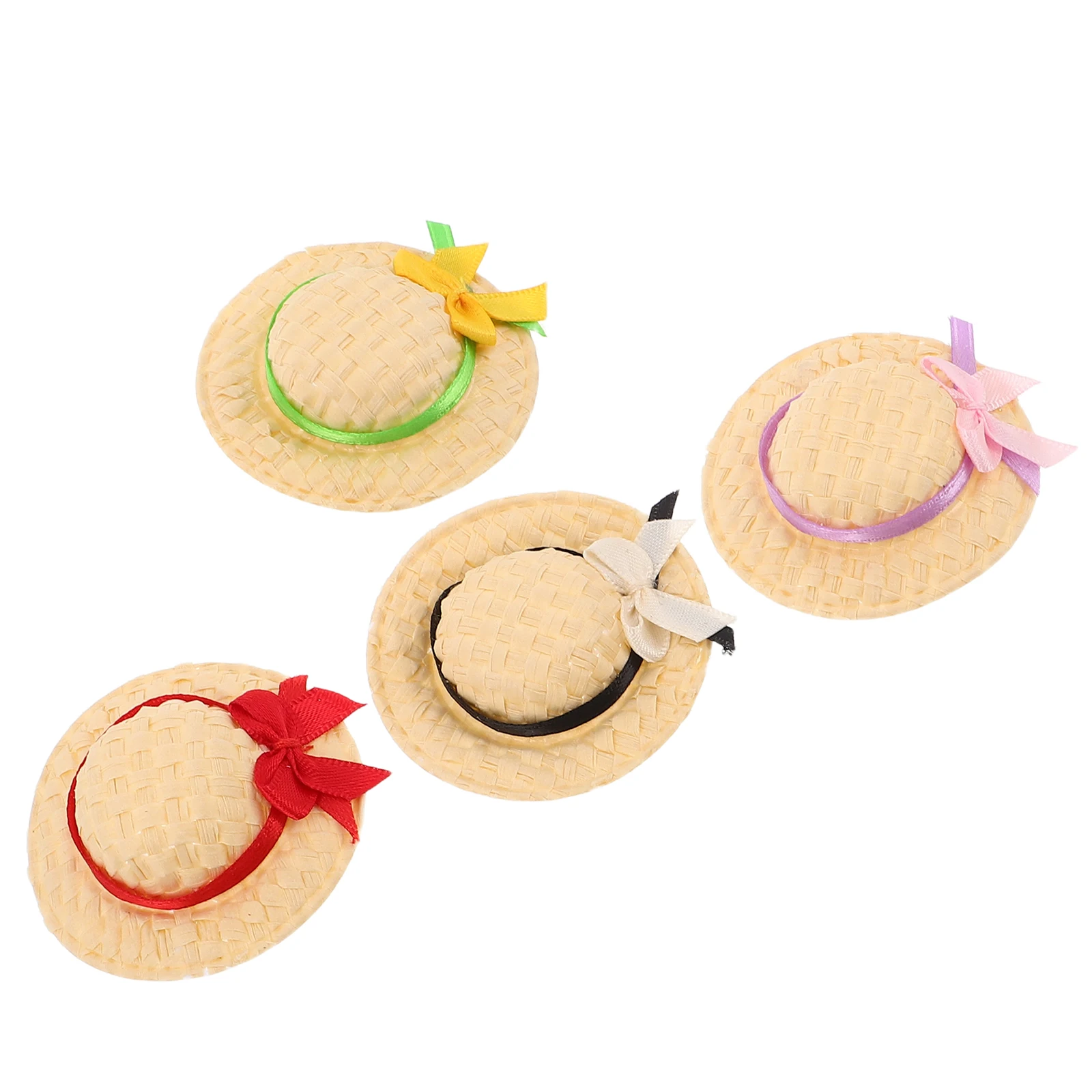

4 Pcs Decorative Hat Handcrafted Mini Hand-woven Hats Little Straw Knitting