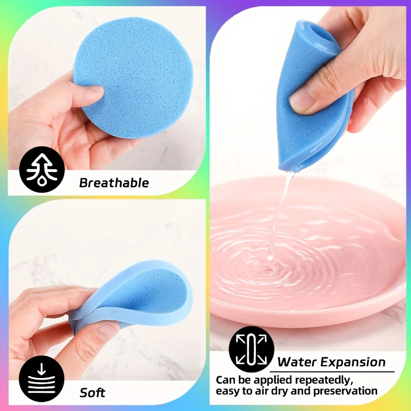 12Pcs Fashionable Face Wash Compressed Washing Puffs Cleaning Accessories Makeup Remover Beauty Supply Cleansing Sponges Pads