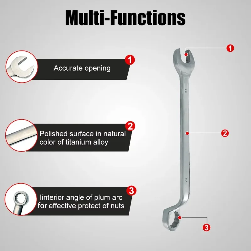 T100306 Titanium offset combinatiesleutel Nieuwe titanium geïsoleerde anti-corrosie sleutel