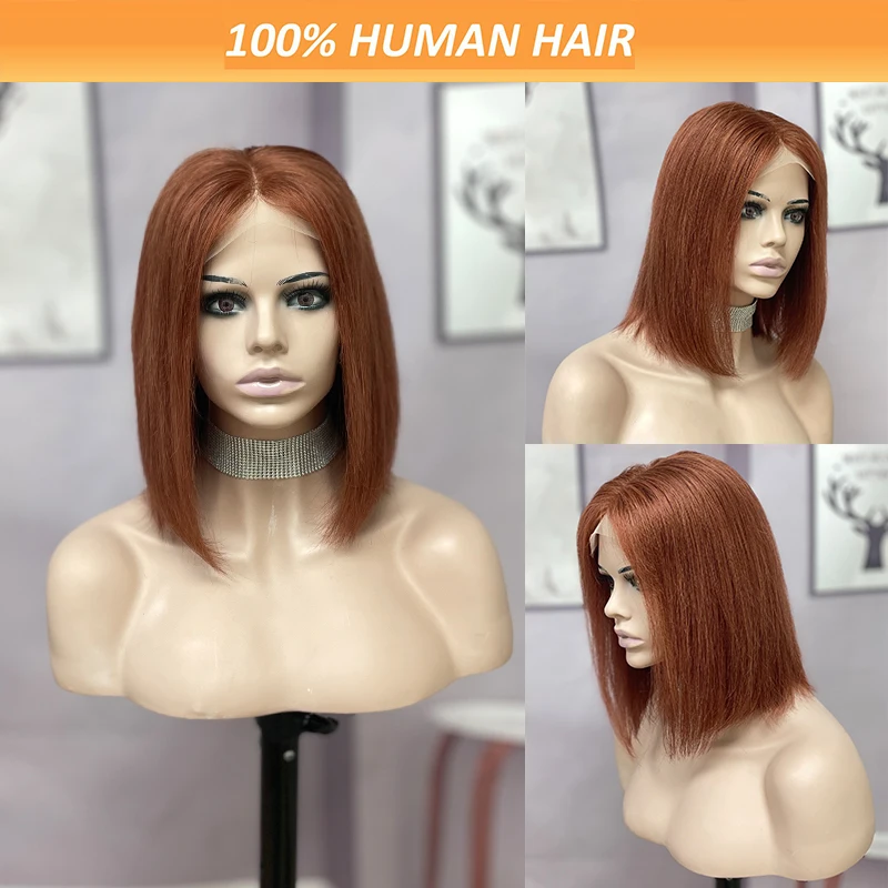 Peruca de renda reta para mulheres, cabelo humano pré-arrancado, linha fina natural, densidade de 150%, frente de renda 4x4, 33 #