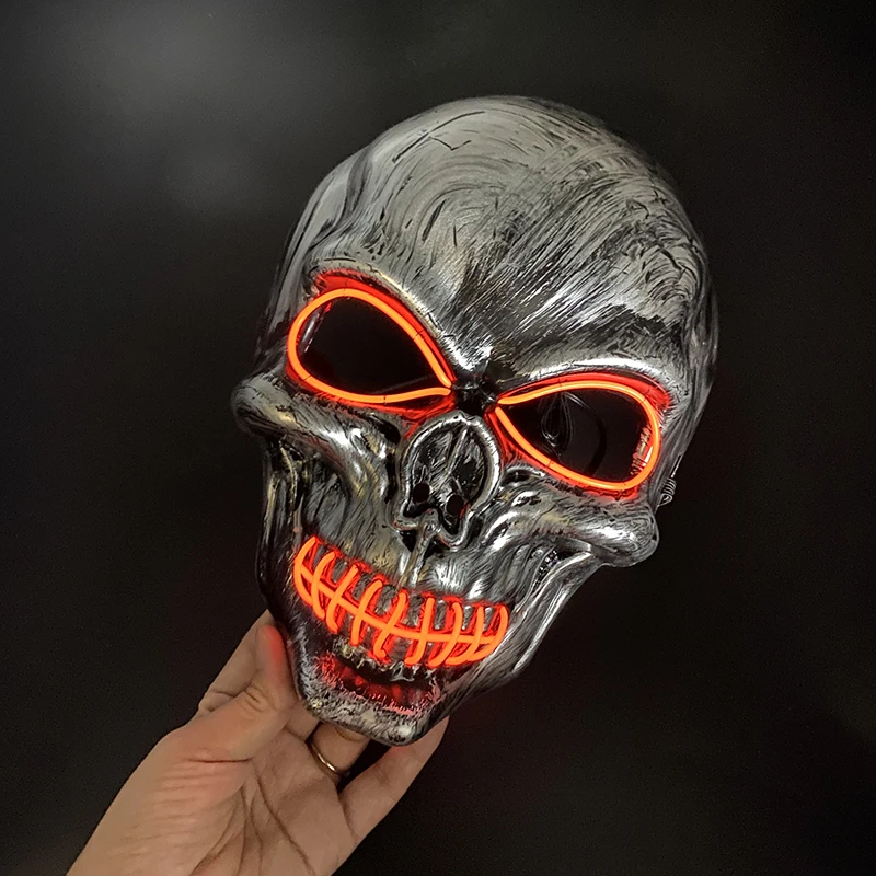 Halloween Cosplay Accessory Props Horror Skull Head Full Face Mask  Headwear Disguise Skeleton Mask Glowing For Halloween Night