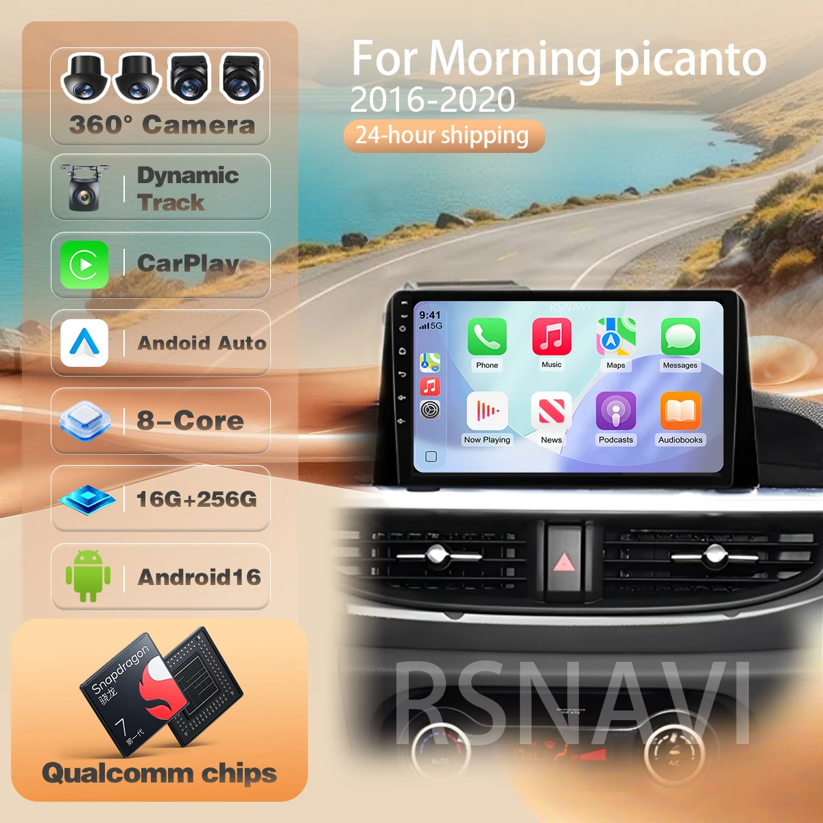 For Kia Morning 3 Picanto 2016 - 2020 2021 Multimedia Video Player Car Radio with Wireless Carplay Auto Snapdragon Android 16