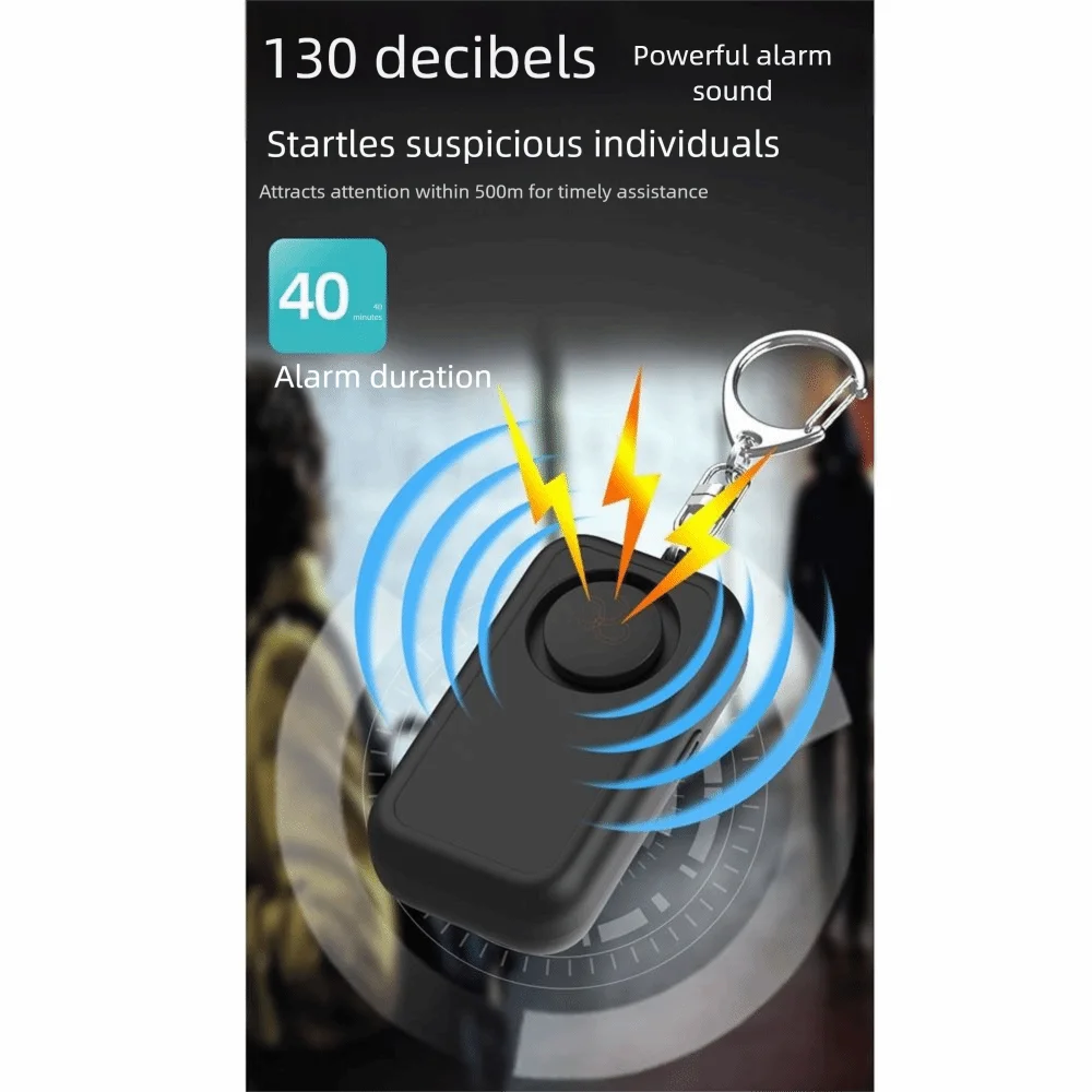 130 DB Safe Sound Personal Alarm Low Battery Notice LED Strobe Light Personal Security Alarm with Hanging Hook Portable