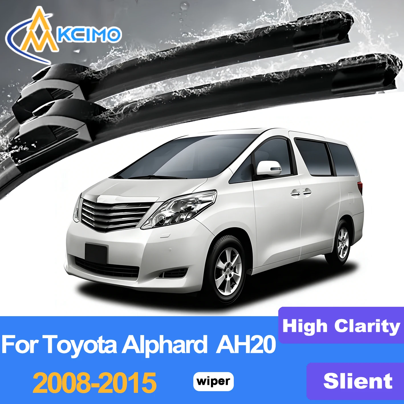 

KCIMO 2PCS Front Windshield Wiper Blades For Toyota Alphard AH20 2008–2015, Durable Natural Rubber Noiseless Streak-Free