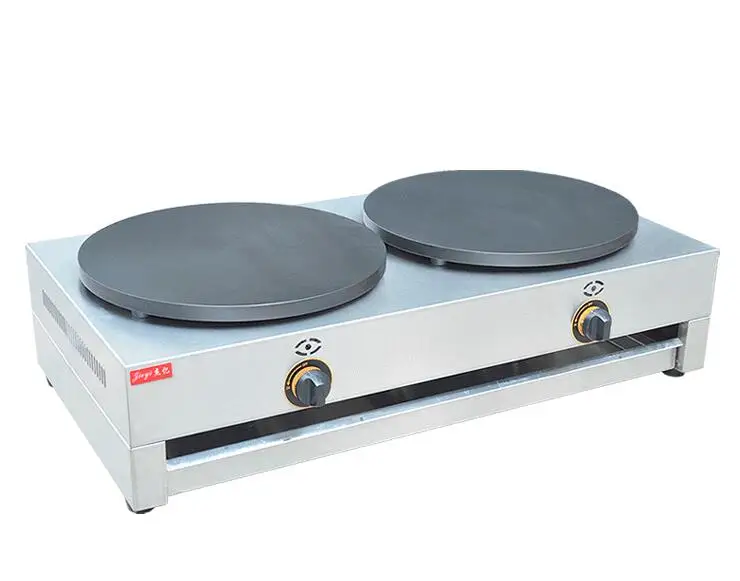 Double Plates Gas Crepe Maker 400mm Double Pancake Maker Commercial Pancake Baking Machine