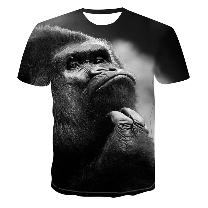 Summer Funny Gorilla Monkey Animal graphic t shirts men Fashion Street Hip Hop Printed Tees Oversized O-neck Short Sleeve Tops