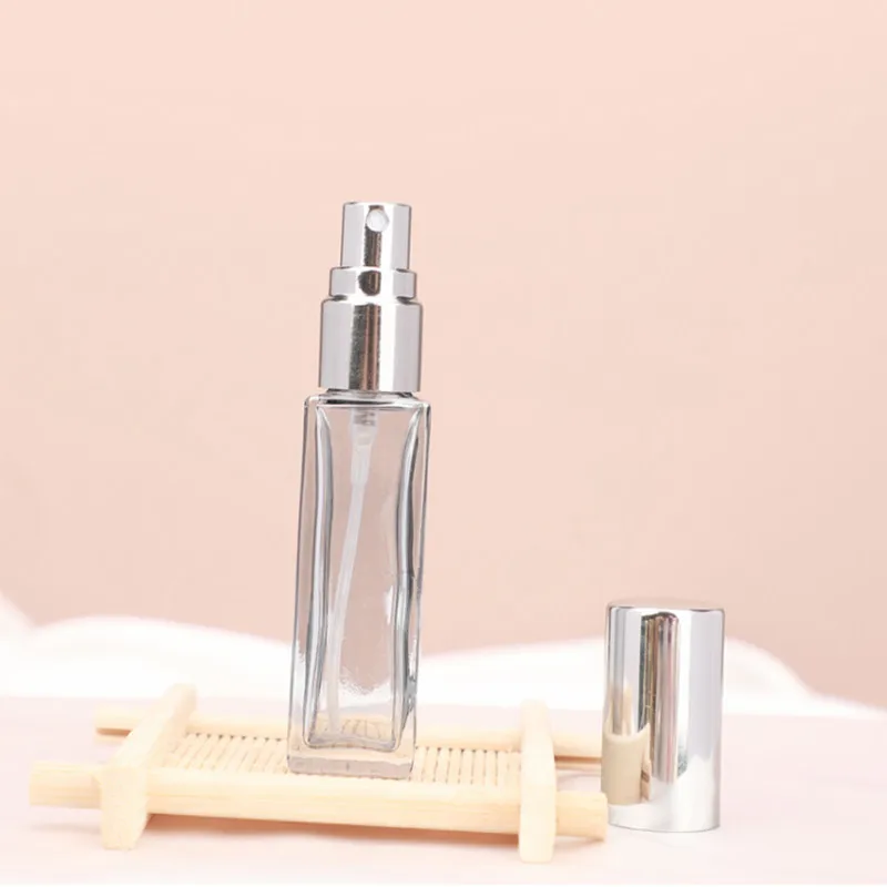 

5/10/20ML Perfume Bottle Glass Press Spray Bottle Portable Empty Square Cosmetic Contanier Refillable Bottles Sample Vials