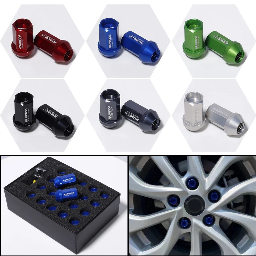 HEX 19mm Wheel Lug Nuts M12x1.5/M12x1.25 Racing Wheel Nuts Forged 7075-T6 Aluminium Length 42mm