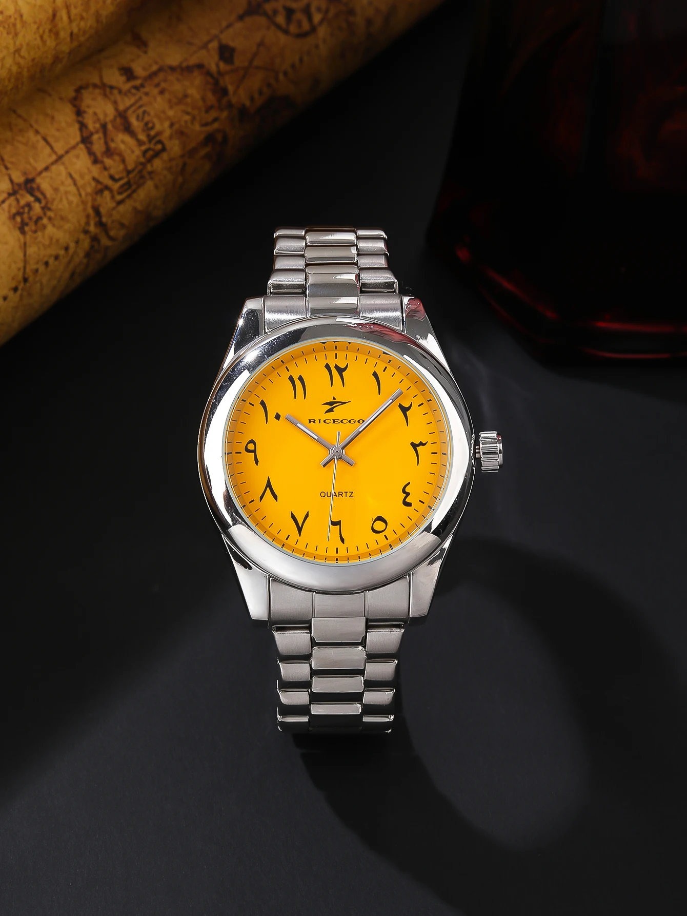 Fashionable Male Quartz Watch Solid Color Dial Wristwatches Stainless Steel Calendar Trendy Business High-End Universal Watches