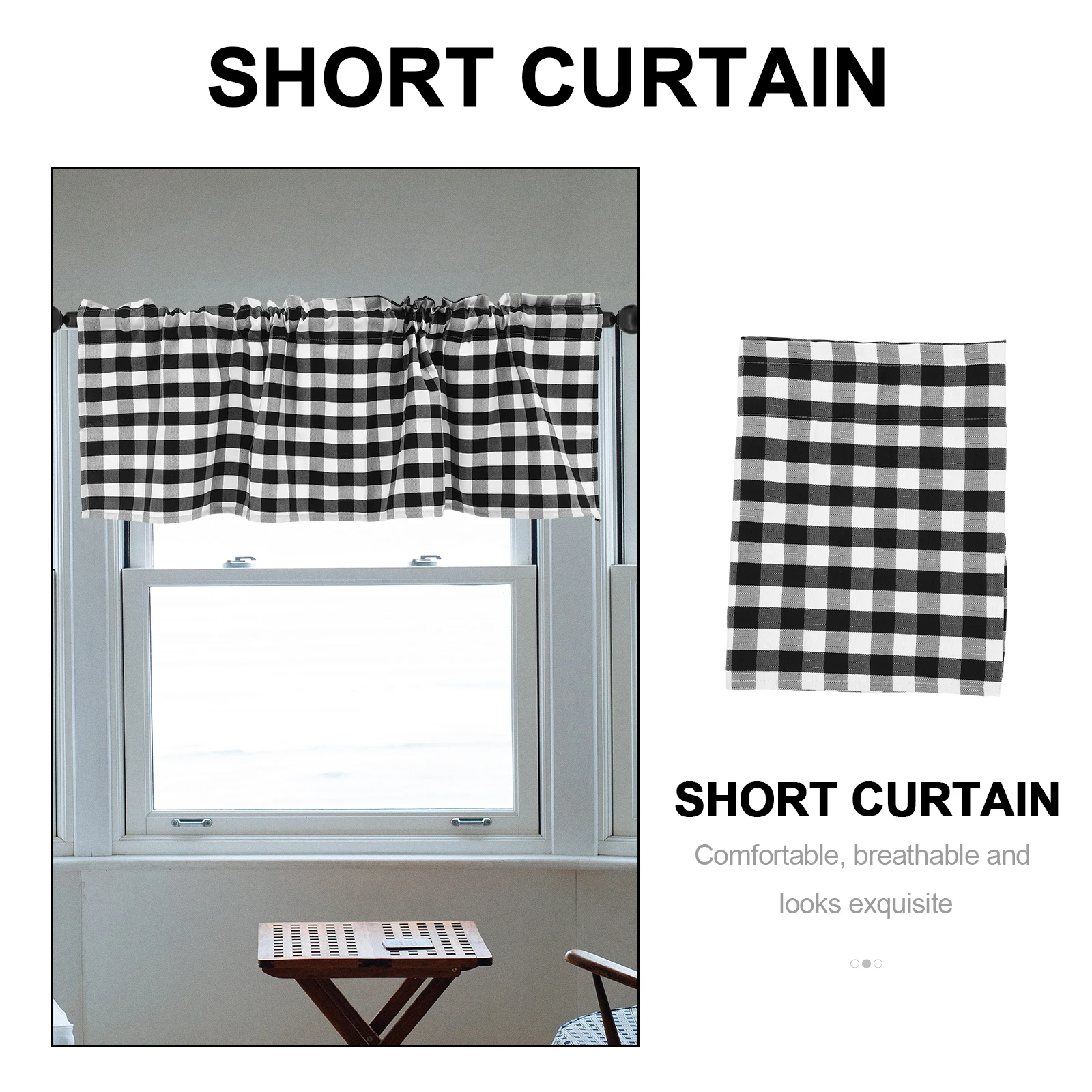 

Black White Check Kitchen Window Valance Polyester Curtains Buffalo Plaid Valance Living Room Decor Easy Install Long Last