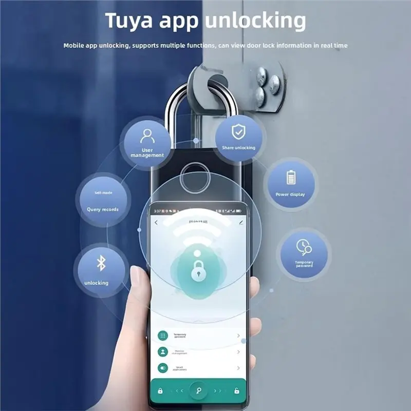 CYCLI-Smart RFID Electronic Lock Tuya Door Lock Fingerprint Padlock Password APP Card Key Unlock For Outdoor Gates