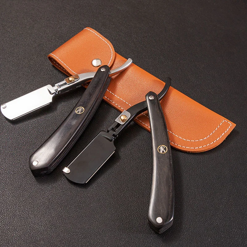 Лезвие с деревянной ручкой, бритвы для бритья, профессиональная парикмахерская бритва, бритва для бровей, мужская сменная лезвие, бритва для бритья для мужчин, подарок