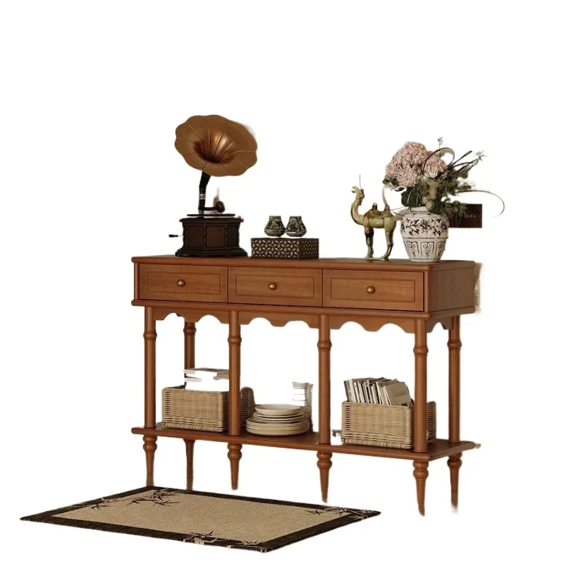 

American retro solid wood porch cabinet, French antique dining room partition against the wall storage cabinet