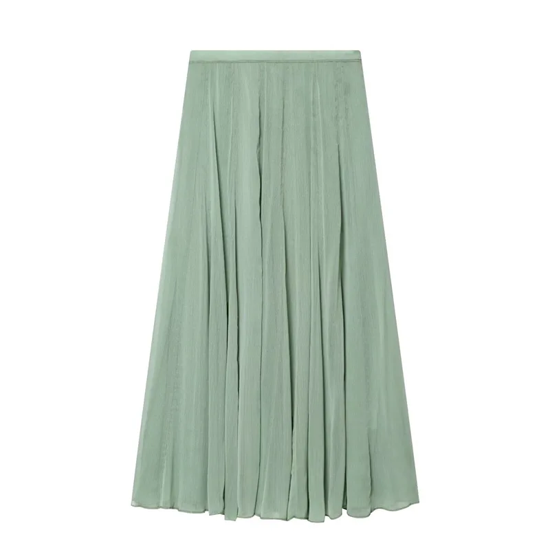 

Withered Women's 2026 Summer New Product Casual Versatile Mid Waist Midi A-line Half Body Yarn Skirt For Women