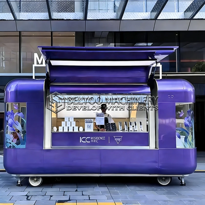 

Belyoo Food Truck Лидер продаж эффективная полная кухня тако барбекю пицца бургер жареная курица смузи мобильный кофейный киоск