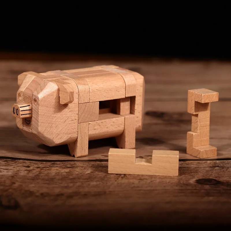 لغز قفل خشبي تجميع اللبنات لعبة الأطفال نموذج بناء مجموعات هواية النمذجة الحرفية طفل الكبار لعبة نموذج أطقم #2