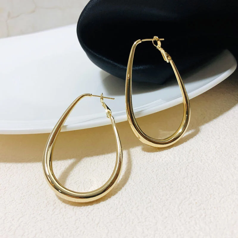 Geometric Big Metal Earrings For Women Jewelry Gift Irregular Circle Oval Earrings Femme Cold Fashion Korean Women's Earrings