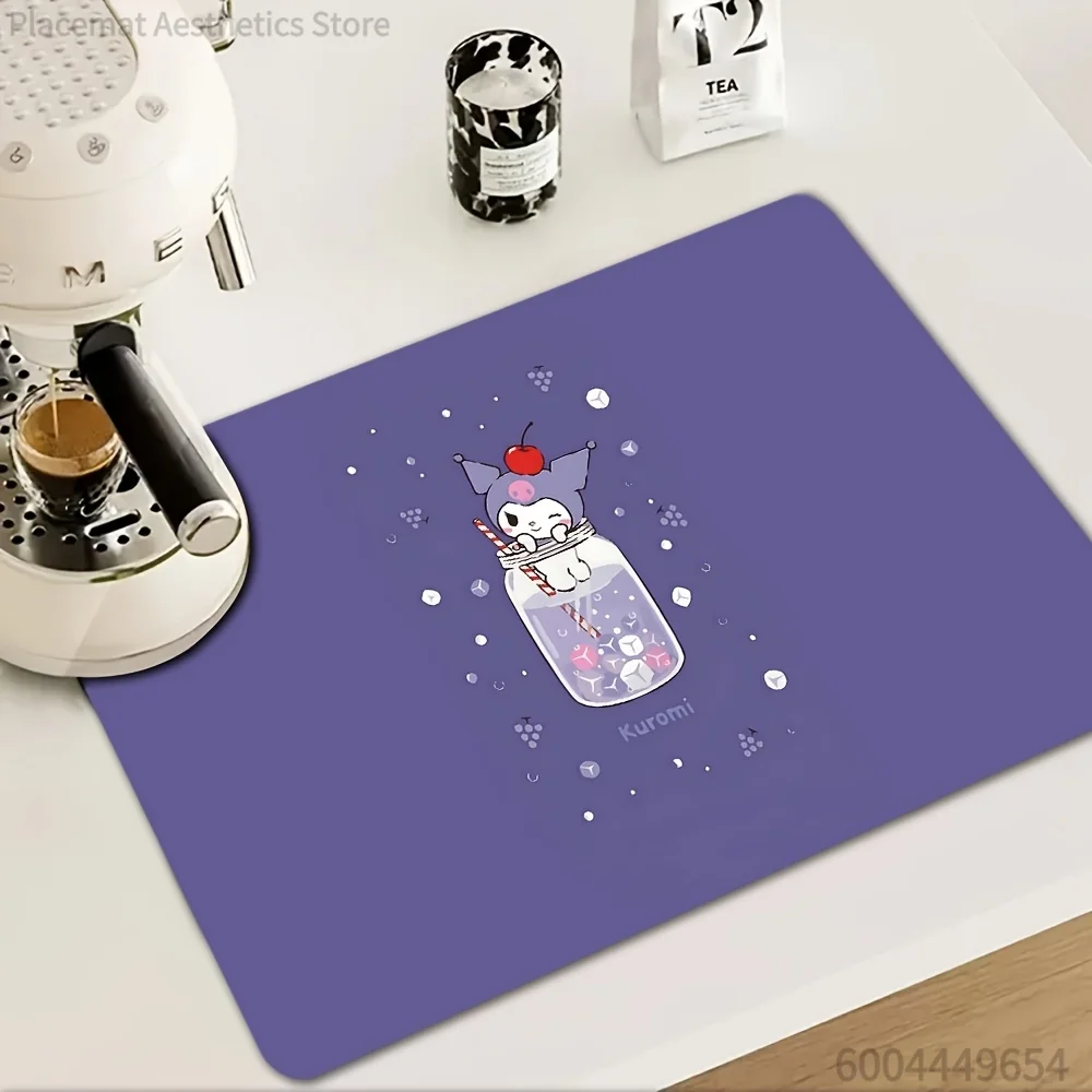 Jar K-Kuromis Grape Dish Drying Mats, Kitchen Utensils 1pc Coffee Machine Absorbent Mat - Non-Slip Kitchen Countertop Drain Mat,
