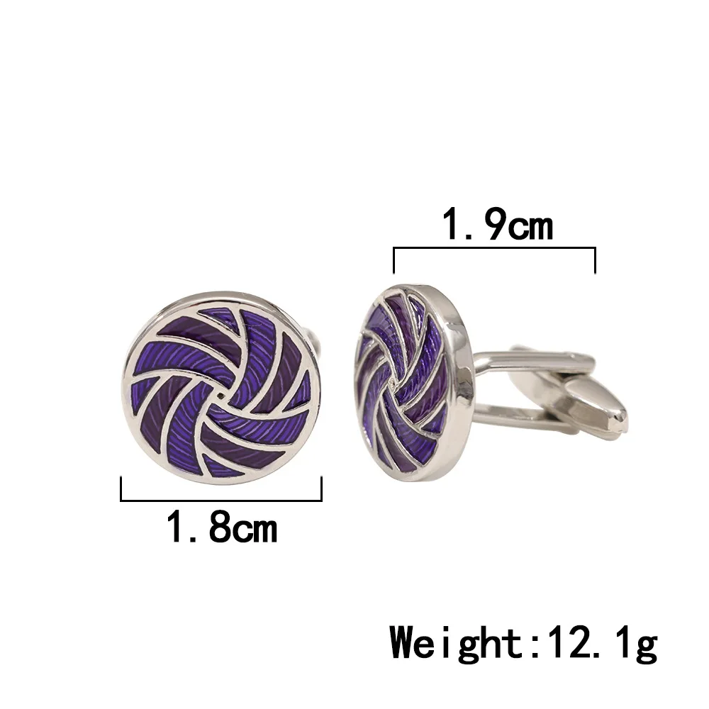 Retro Whirlpool Spiral Enamel Cufflinks Two Tone Gradient Round Metal Men's Sleeve Nails Business Formal Exquisite Suit Cufflink