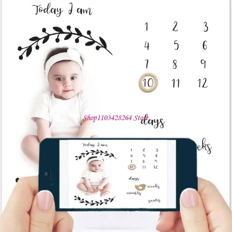 Newborns Blanket Monthly First Year Growth Background for Boys Girls