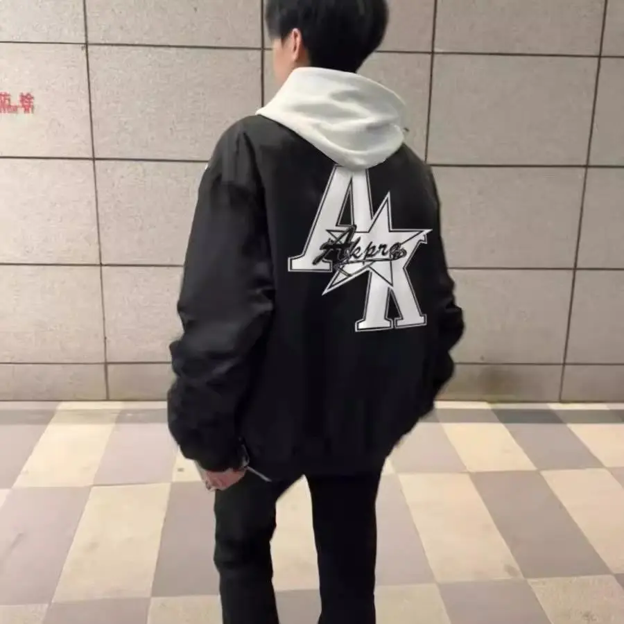 

American Sle Flight Jaet ex Spring Summer Autumn Baseball orm Printed Windproof Stand Fit Zipper Closure