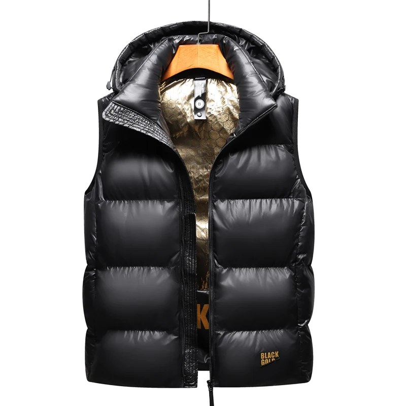 

Brand Men Fashion Winter Vest Warm Coat Hooded Light Plus Size Mens Work Vests Waistcoat New Spring Autumn Sleeveless Jacket