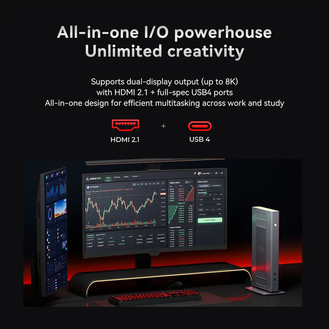 GMKtec EVO-X3 AI Mini PC AMD Ryzen AI Max+ 395 Radeon 8060S GPU LPDDR5X RAM Windows 11 Pro WiFi 7 BT5.4 Gaming Computer