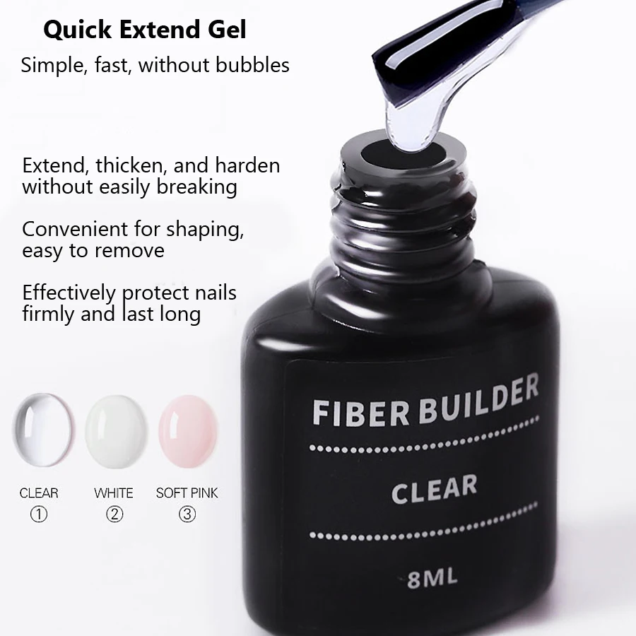 8ml Nail Extension Gel Fiber Glue Gel Polish Long Lasting per Nail Art Design Salon fai da te