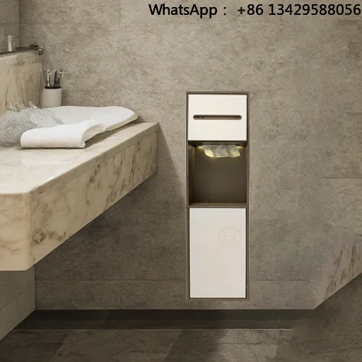 Built-In 304 Stainless Steel Toilet Paper Trash Can with Wall Rimless Niche Secret Hidden Storage