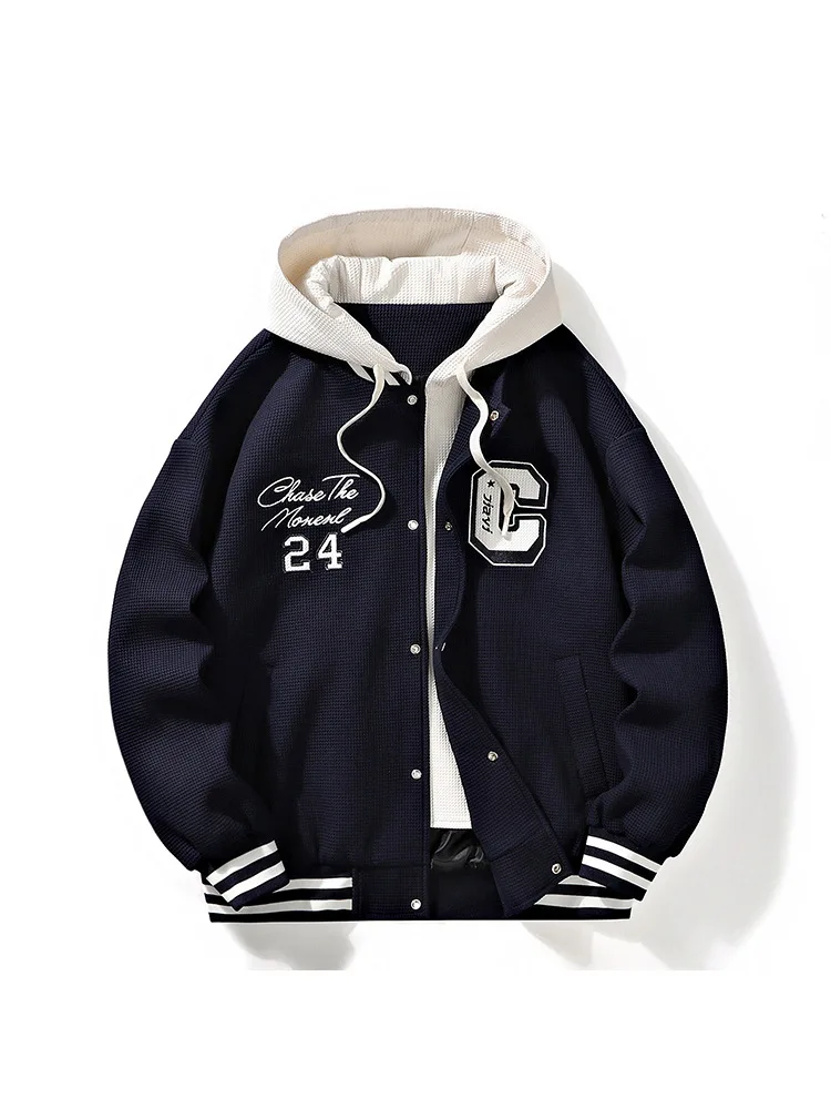 Baseball Suit Jacket Spring And Autumn American Fashion Brand Letter Print Student Loose Hooded Jacket Coat