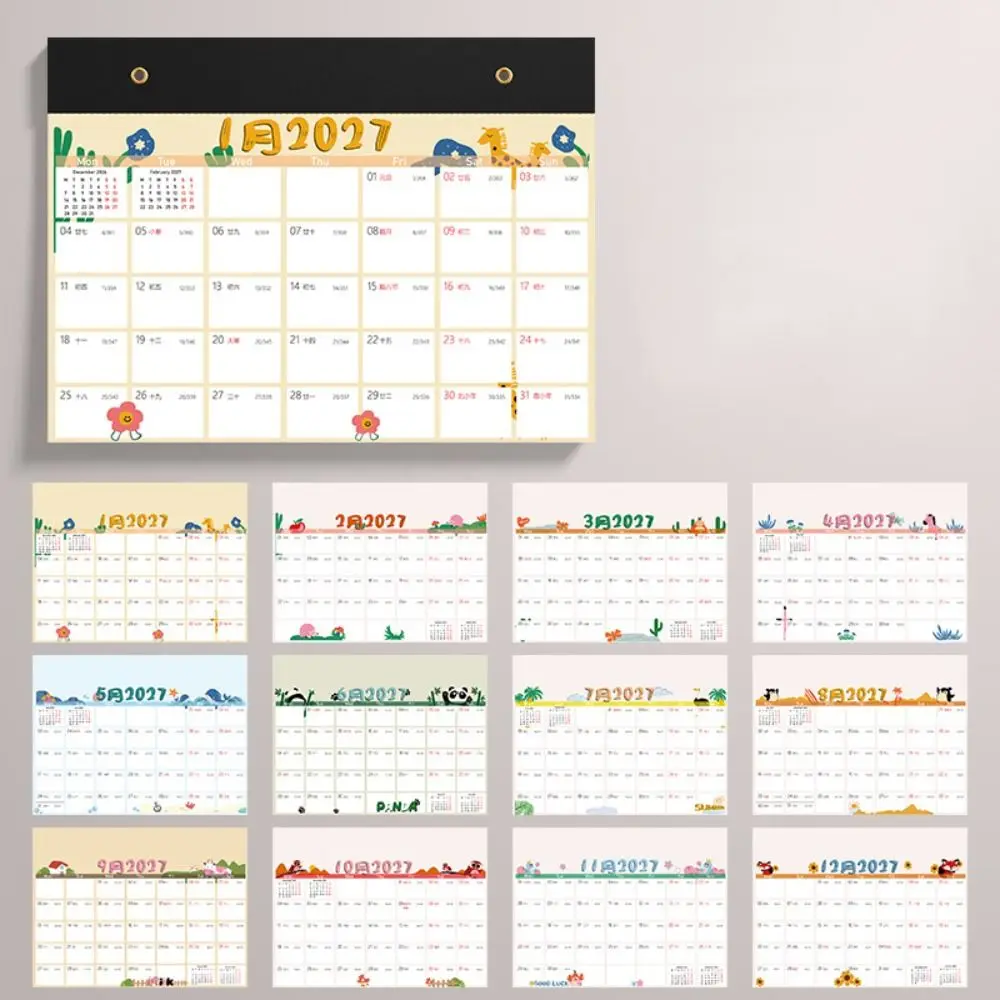 Time Tool 2027 Wall Calendar Creative Tear-Off Design Monthly Schedule Planner Portable 12 Months Agenda Planner School Supplies