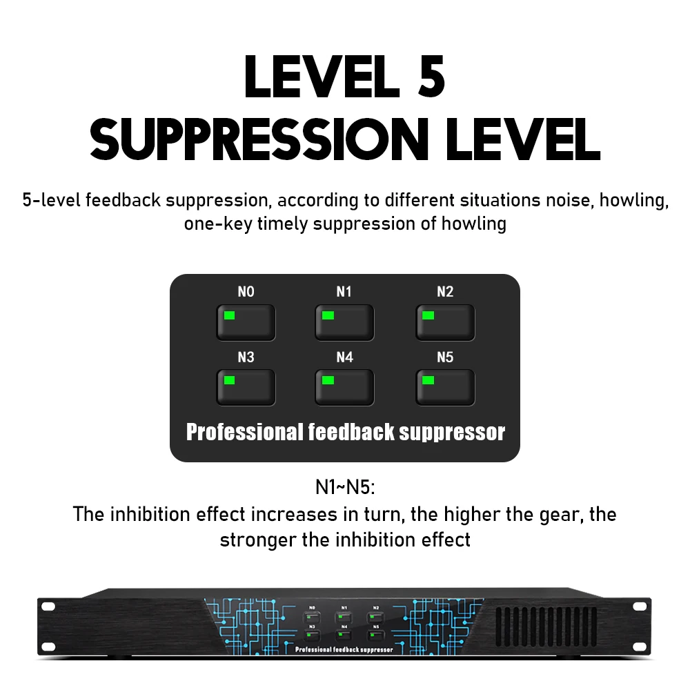 Professional Feedback Suppressor 4 in 4 Out Performance Stage Conference Automatic Anti-Howling KTV Microphone Frequency Shifter