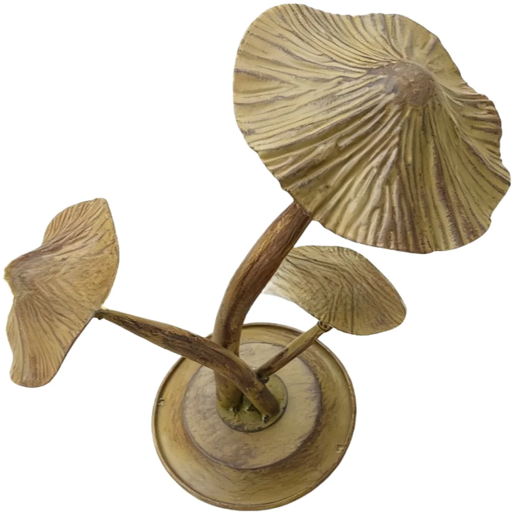 Rustic Garden Art Metal Mushroom Decor Hand-painted Details Iron Construction Base Stake Included Garden Decoration