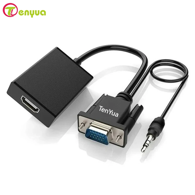 محول كابل VGA إلى HDTV 1080P مقسم صوت شحن كابل إمداد الطاقة محول لجهاز عرض الكمبيوتر المحمول