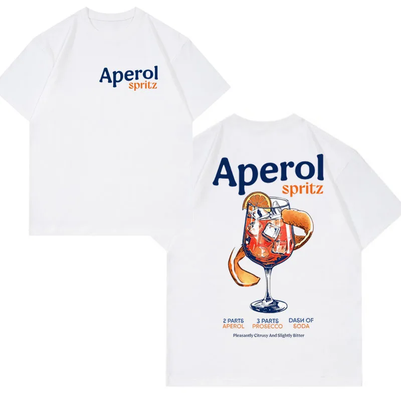 APEROL SPRTlZ Funny T Shirt Cocktail Themed Gift Fashion Oversized Short Sleeve T-shirt Men Women Gothic Streetwear Tees Male