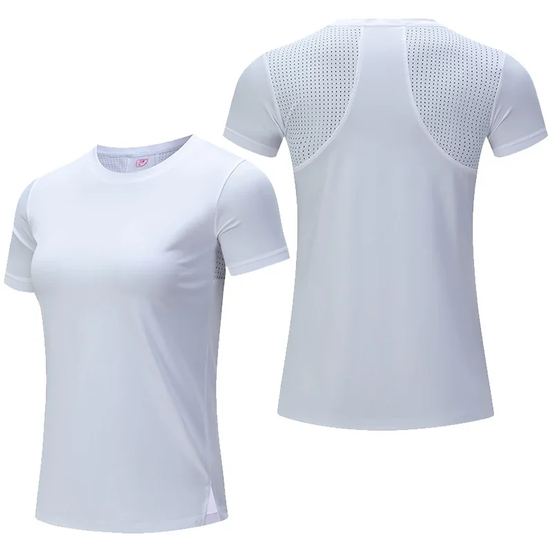 Women Gym Jogging Top Fitness Quick Dry Yoga Shirts Short Sleeve Mesh Athletic Shirt Outdoor Running Sporting Sweat Suits Pink