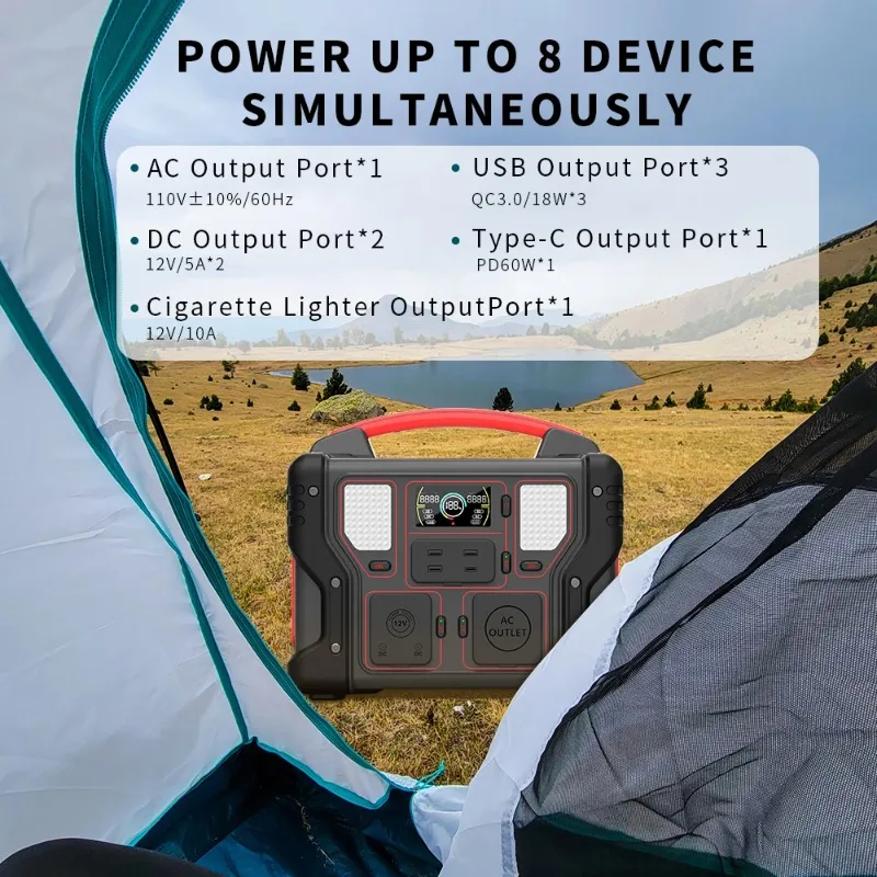 Good Quality 300W Portable Power Station 299.7Wh Solar Generator With 60W PD USB-C Wireless Charging For Outdoor Camping Oem Odm view 3