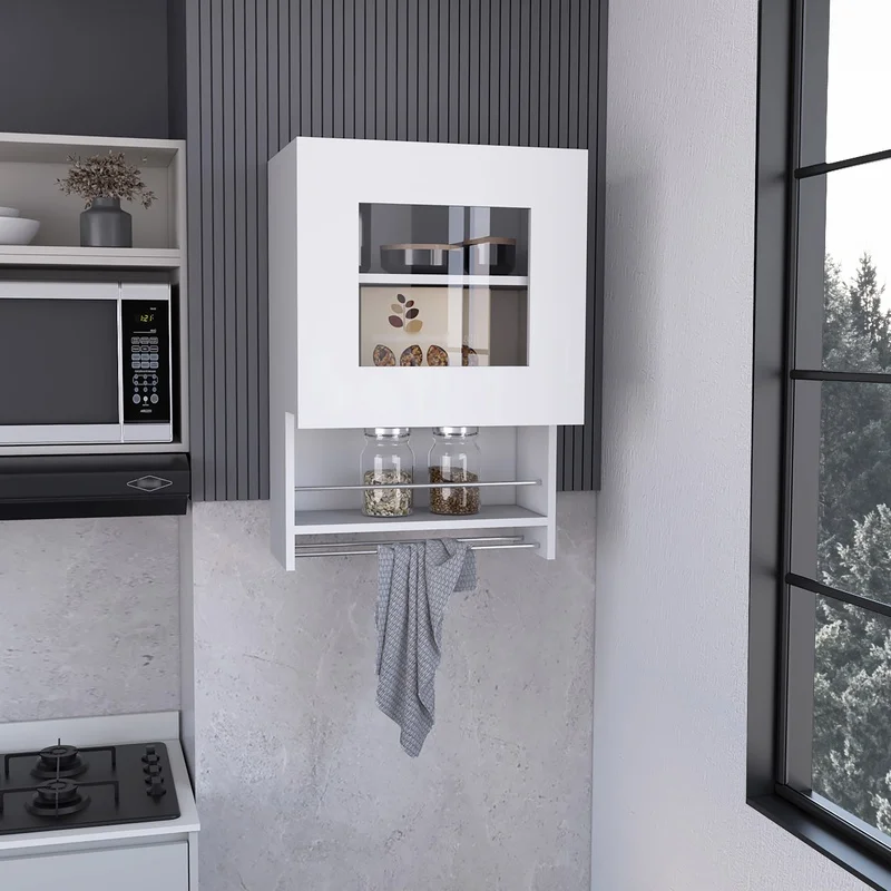 

Balboa White Wall Cabinet with Towel Bar Single Door