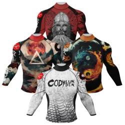 New Colorful STRONG Men Sublimation Printed Spandex Bjj Rash Guard Gym Surfing Diving Rashguard Compression Shirts Mma Rash Vest