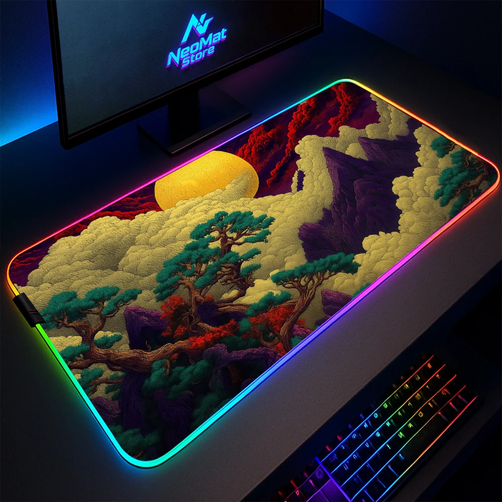

Rgb anime Mouse Pad Lighting Mousepad Large Mouse Mat Gamer with Backlight Carpet Led Gaming Mats pc decoration desktop