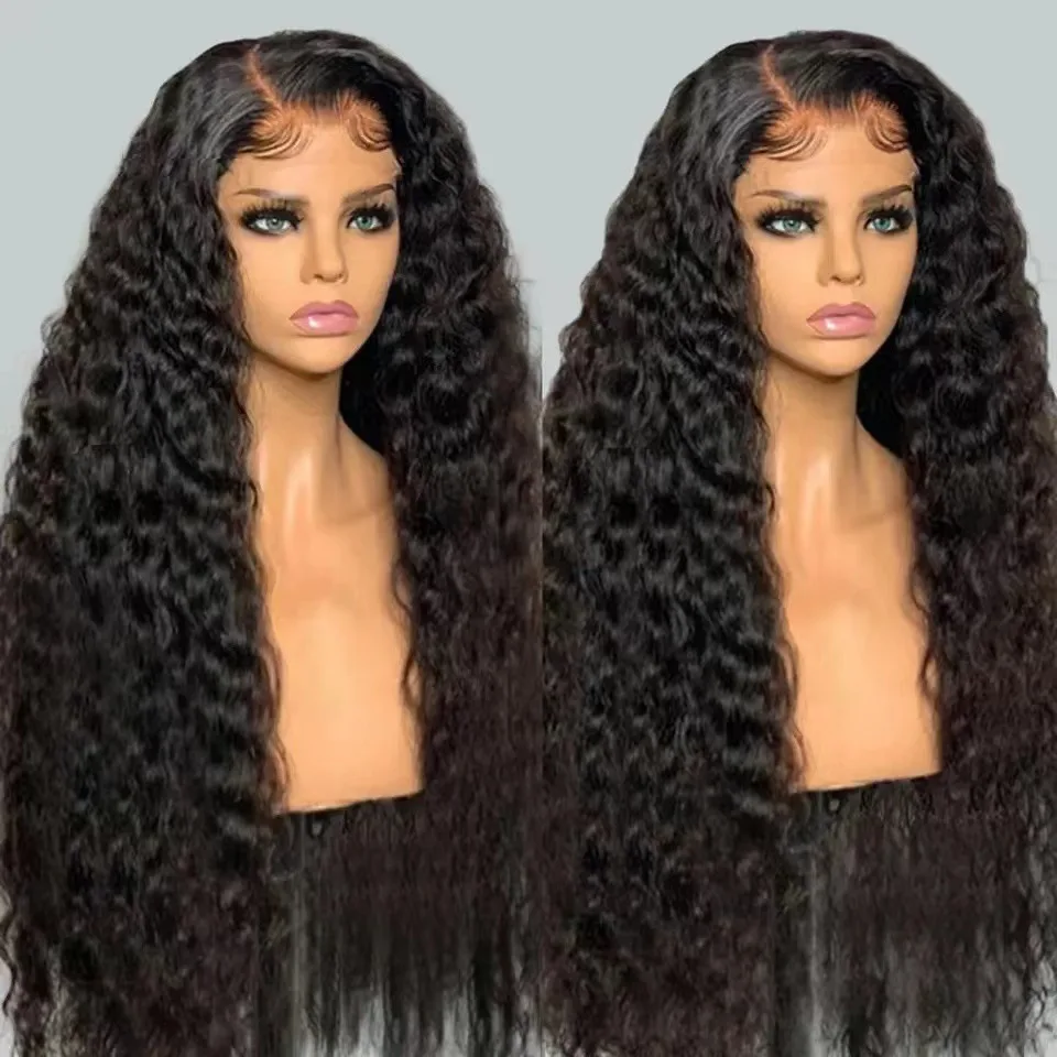 

13x6 Lace Front Wig Kinky Curly Long Natural Black High Temperature Fiber Pre Plucked Hairline Baby Hair Glueless Wigs For Black