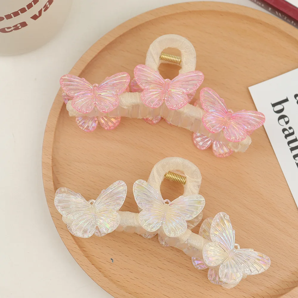 Pink Butterfly Premium Hair Claw Hairpins Women Vintage Shark Grip Hair Accessories Fashion Headdress New