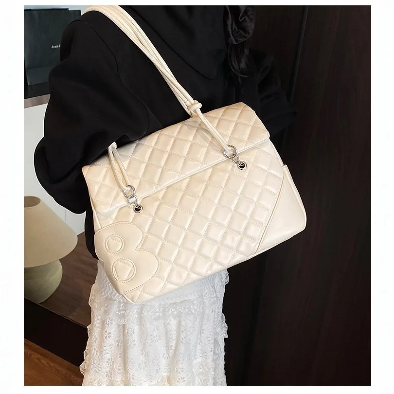 Bolso Preppy minimalista coreano para mujer, diseño acolchado inspirado en Chanel, maletín y mochila de hombro 2 en 1 de gran capacidad